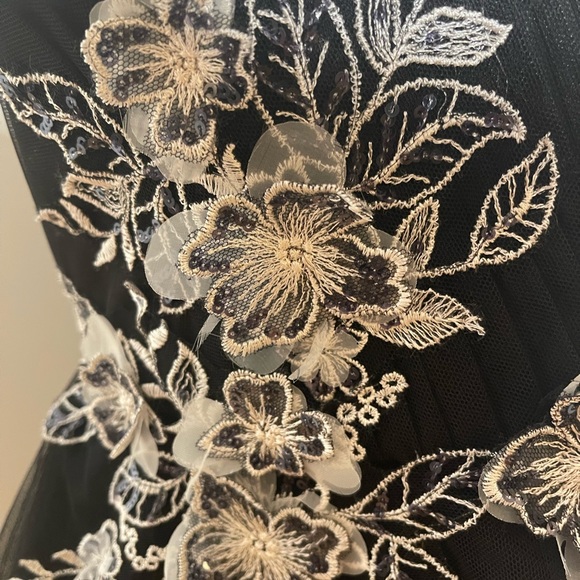 Floral embroidered blck tulle BCBG Cocktail dress size 4 - Picture 4 of 8
